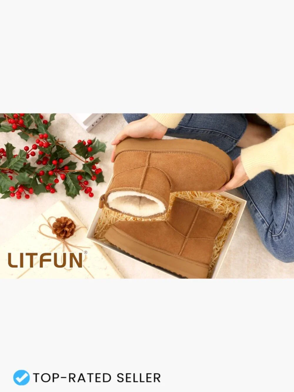 Suede Platform Mini Boots Genuine Leather Faux Fur Lined Ankle Winter Snow Boots